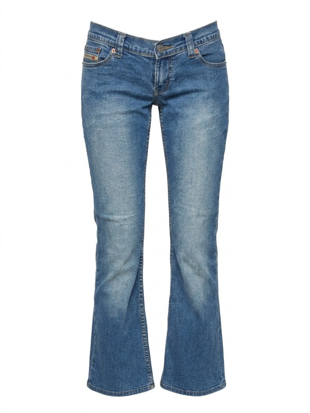 Vintage Y2K DIESEL Industry RR55 Low Rise Bootcut Flare Jeans Medium Blue Denim